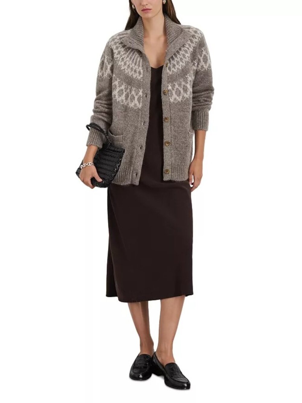Alex Mill Louie Fair Isle Cardigan Taupe VGUC Size S